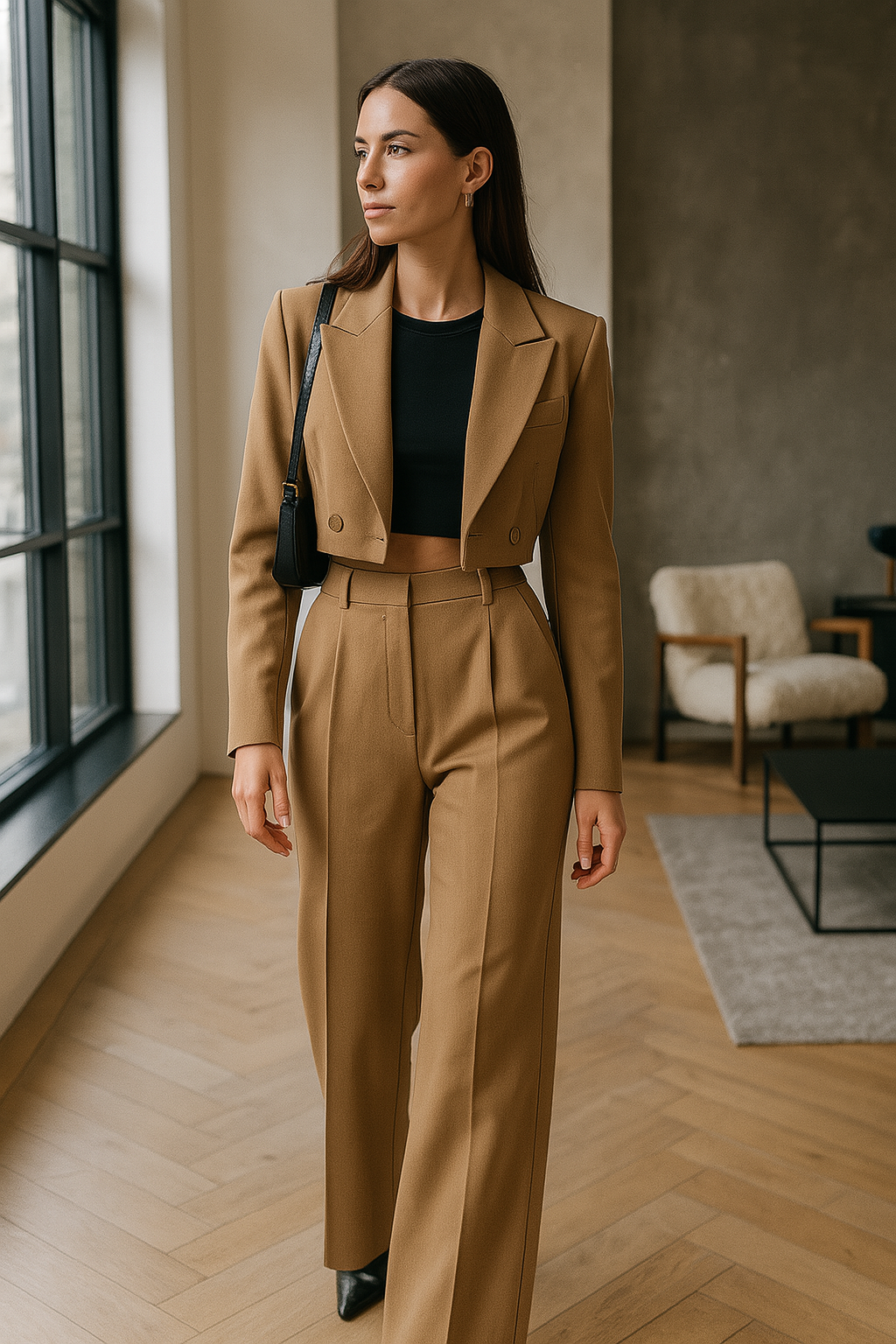 Damen Hose Weit | Locker geschnittene Streetwear High Waist Hose für Freizeit & Alltag