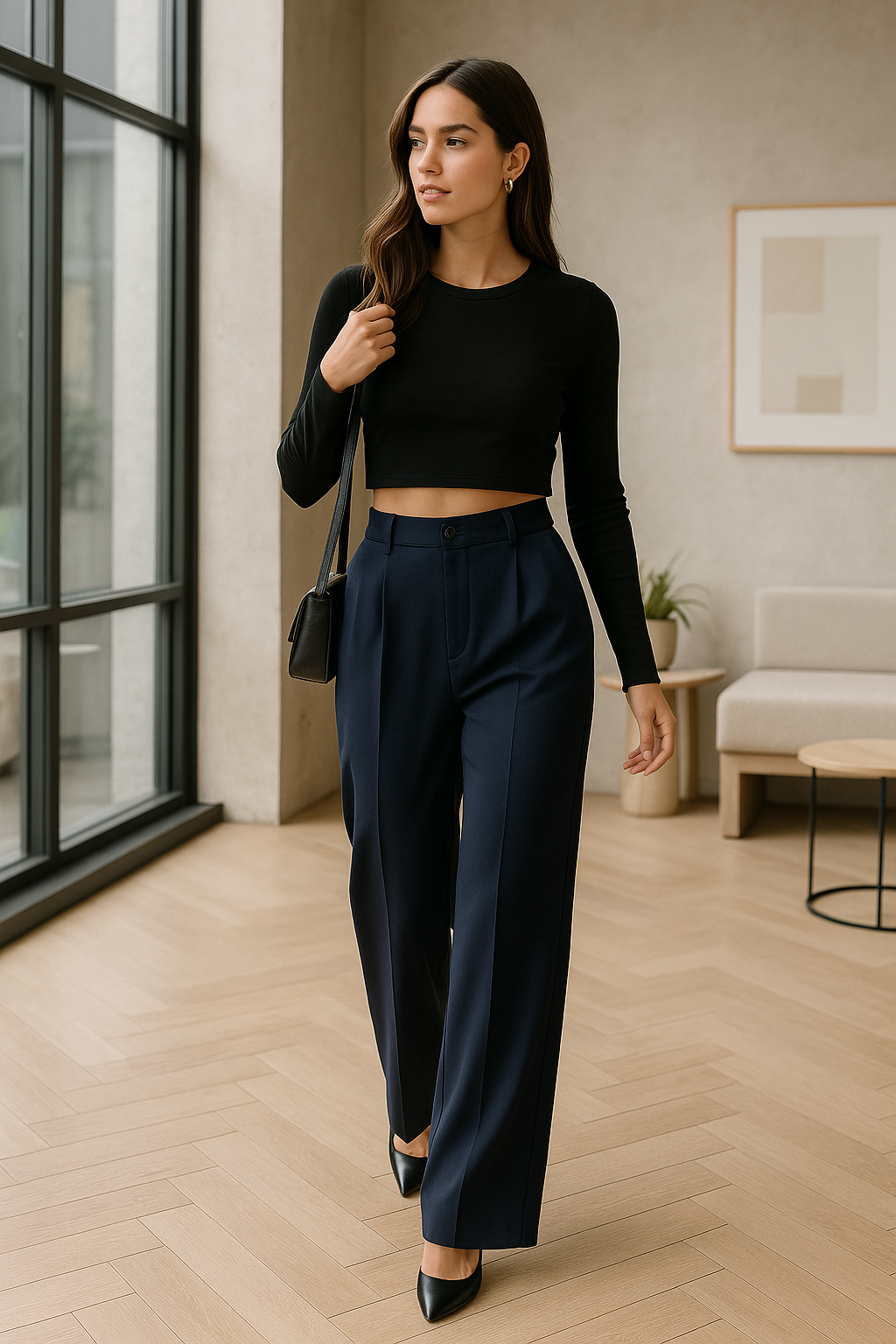 Damen Hose Weit | Locker geschnittene Streetwear High Waist Hose für Freizeit & Alltag