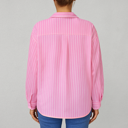 Damen Langarm Shirt gestreift, Lässiges Oberteil mit Kontrastfarben im Casual Stil