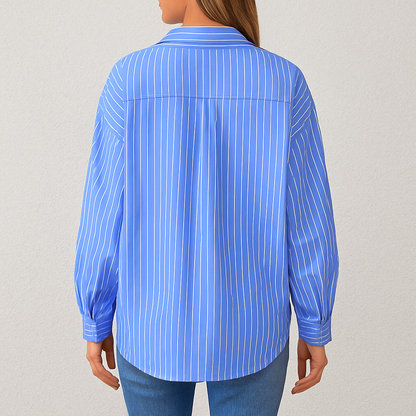 Damen Langarm Shirt gestreift, Lässiges Oberteil mit Kontrastfarben im Casual Stil