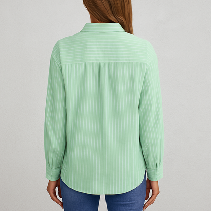 Damen Langarm Shirt gestreift, Lässiges Oberteil mit Kontrastfarben im Casual Stil