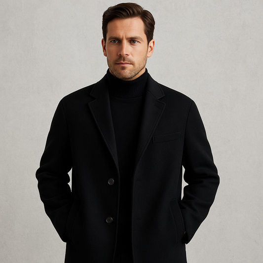 Zweireihiger Herren Mantel, Eleganter Wintermantel aus doppellagiger Wolle
