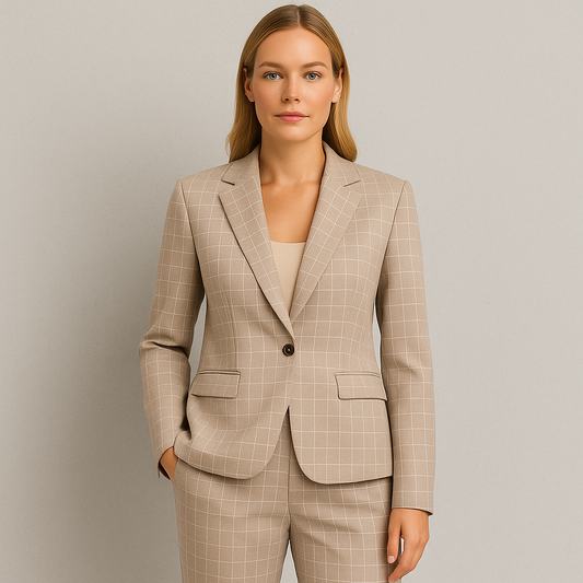 Damen Anzug elegant, Zweiteiliger Hosenanzug im Britischen Slim Fit Stil für Büro & Business