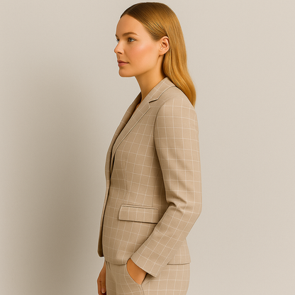 Damen Anzug elegant, Zweiteiliger Hosenanzug im Britischen Slim Fit Stil für Büro & Business