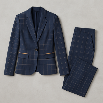 Damen Anzug elegant, Zweiteiliger Hosenanzug im Britischen Slim Fit Stil für Büro & Business