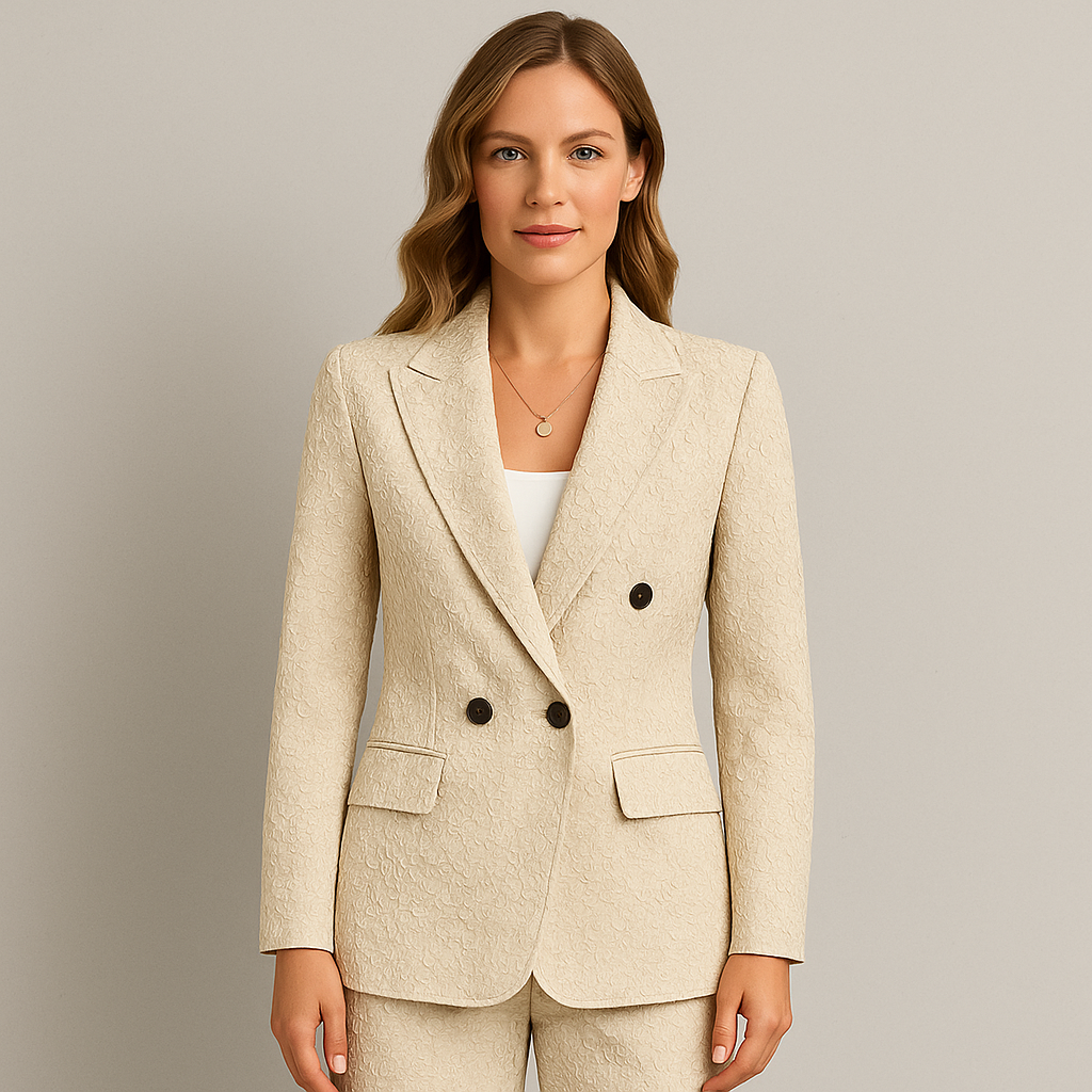Damen Blazer doppellagig, Eleganter Einfarbiger Business Blazer im Modernen Slim Fit Stil