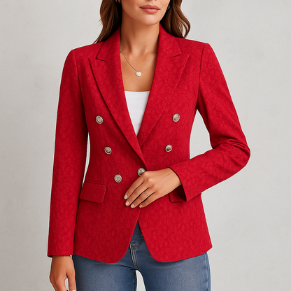 Damen Blazer doppellagig, Eleganter Einfarbiger Business Blazer im Modernen Slim Fit Stil
