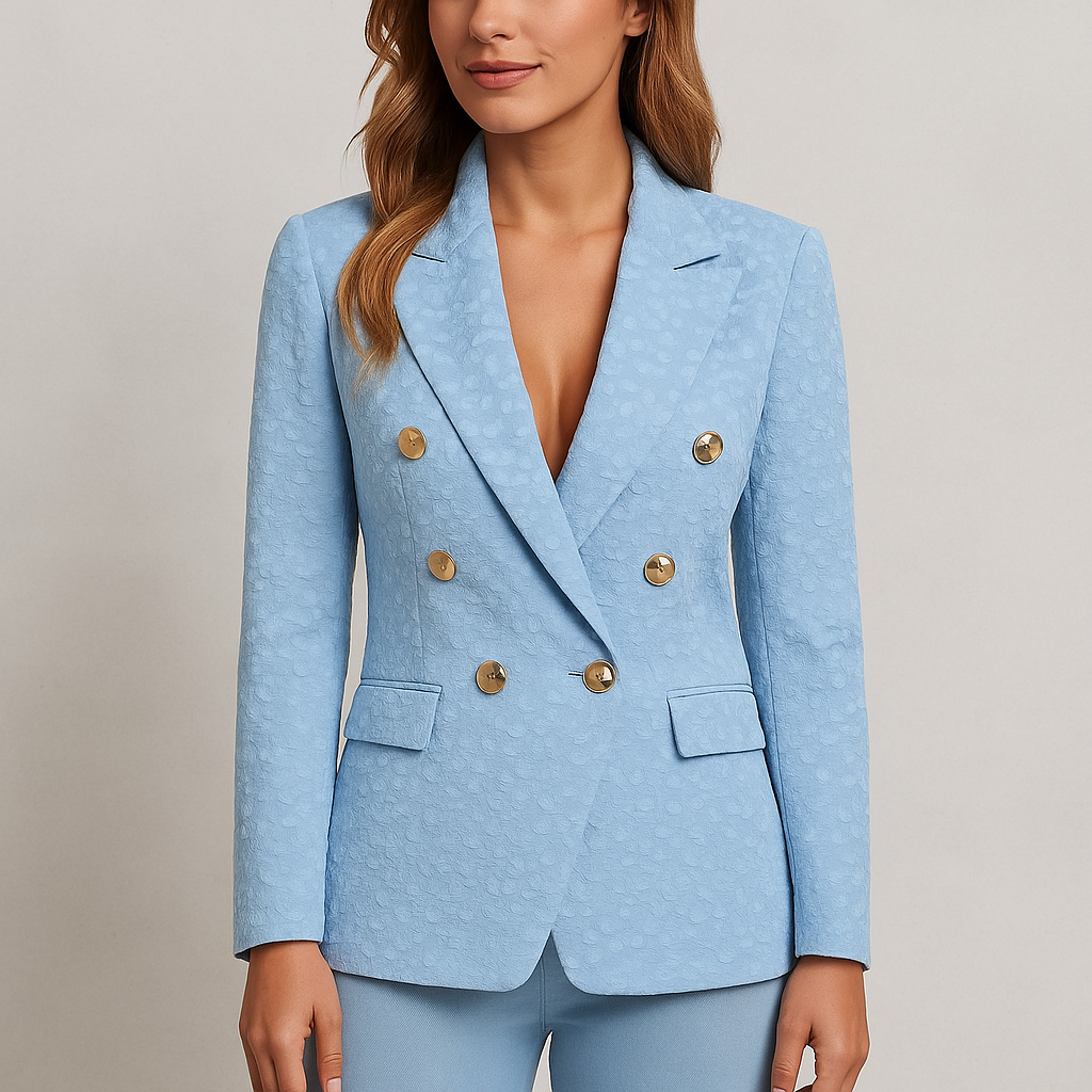 Damen Blazer doppellagig, Eleganter Einfarbiger Business Blazer im Modernen Slim Fit Stil