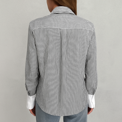 Damen Langarmshirt Patchwork, Lässiges gestreiftes Oberteil im Casual Vintage Stil