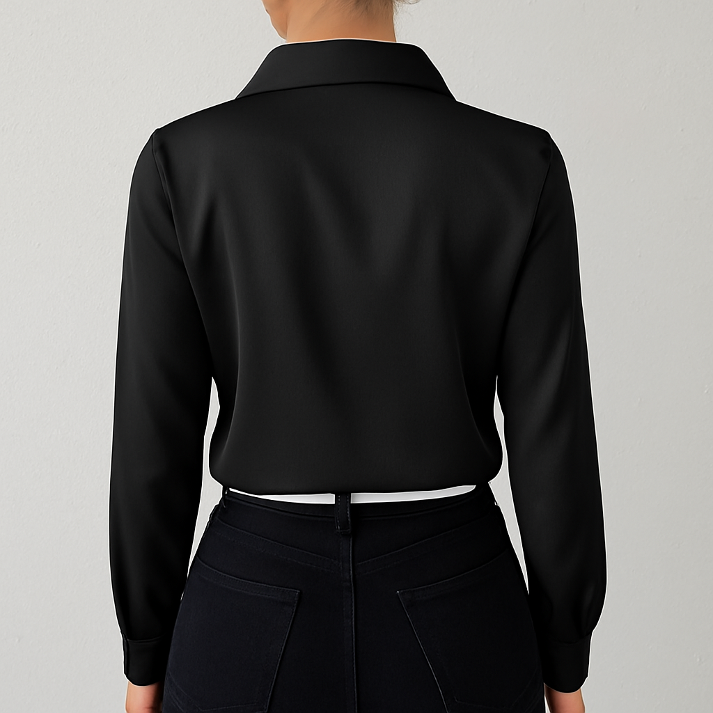 Damen Bluse langarm, Elegante Seidenoptik Bluse für Büro & Abendmode