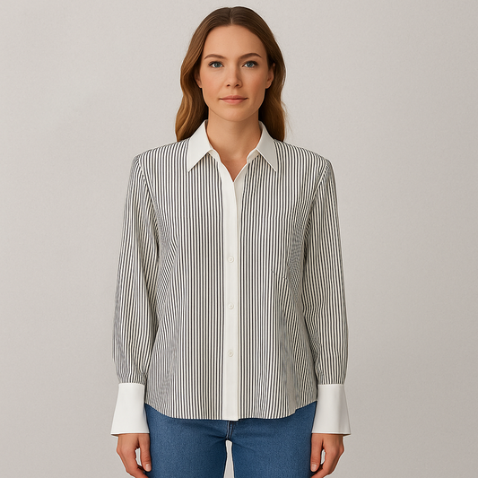 Damen Langarmshirt Patchwork, Lässiges gestreiftes Oberteil im Casual Vintage Stil