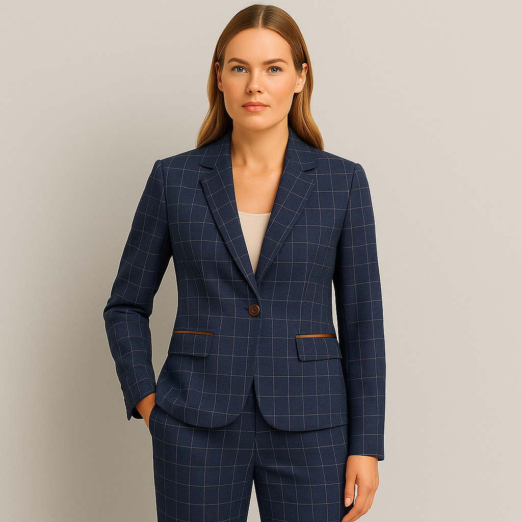 Damen Anzug elegant, Zweiteiliger Hosenanzug im Britischen Slim Fit Stil für Büro & Business