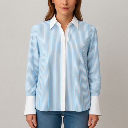 Damen Langarmshirt Patchwork, Lässiges gestreiftes Oberteil im Casual Vintage Stil