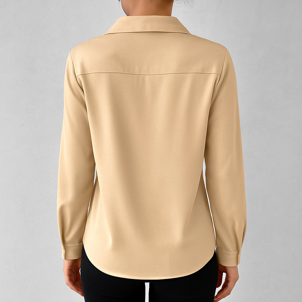 Damen Bluse langarm, Elegante Seidenoptik Bluse für Büro & Abendmode