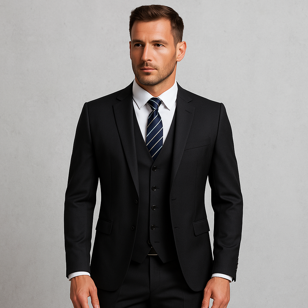 3-teiliger Herren Anzug, Slim Fit Business & Hochzeitsanzug im modernen Stil