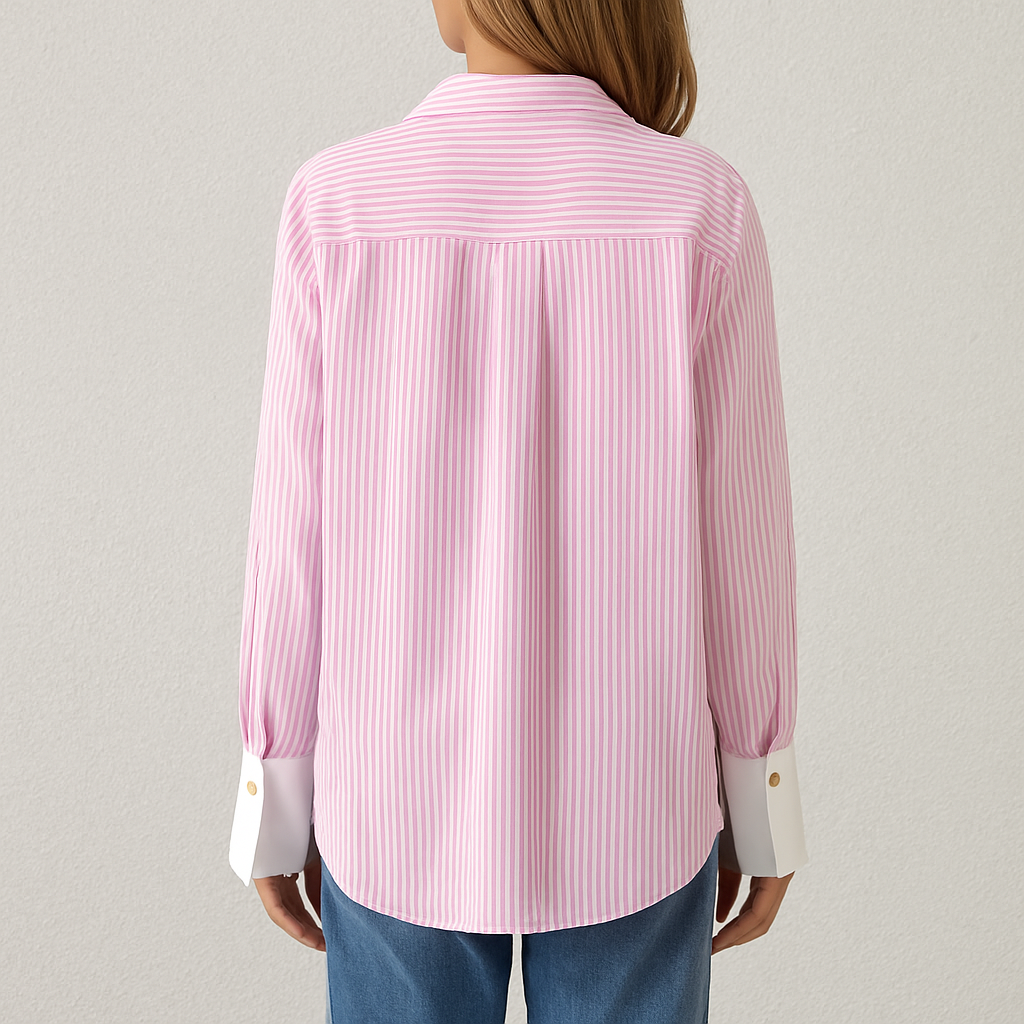 Damen Langarmshirt Patchwork, Lässiges gestreiftes Oberteil im Casual Vintage Stil