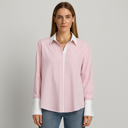 Damen Langarmshirt Patchwork, Lässiges gestreiftes Oberteil im Casual Vintage Stil