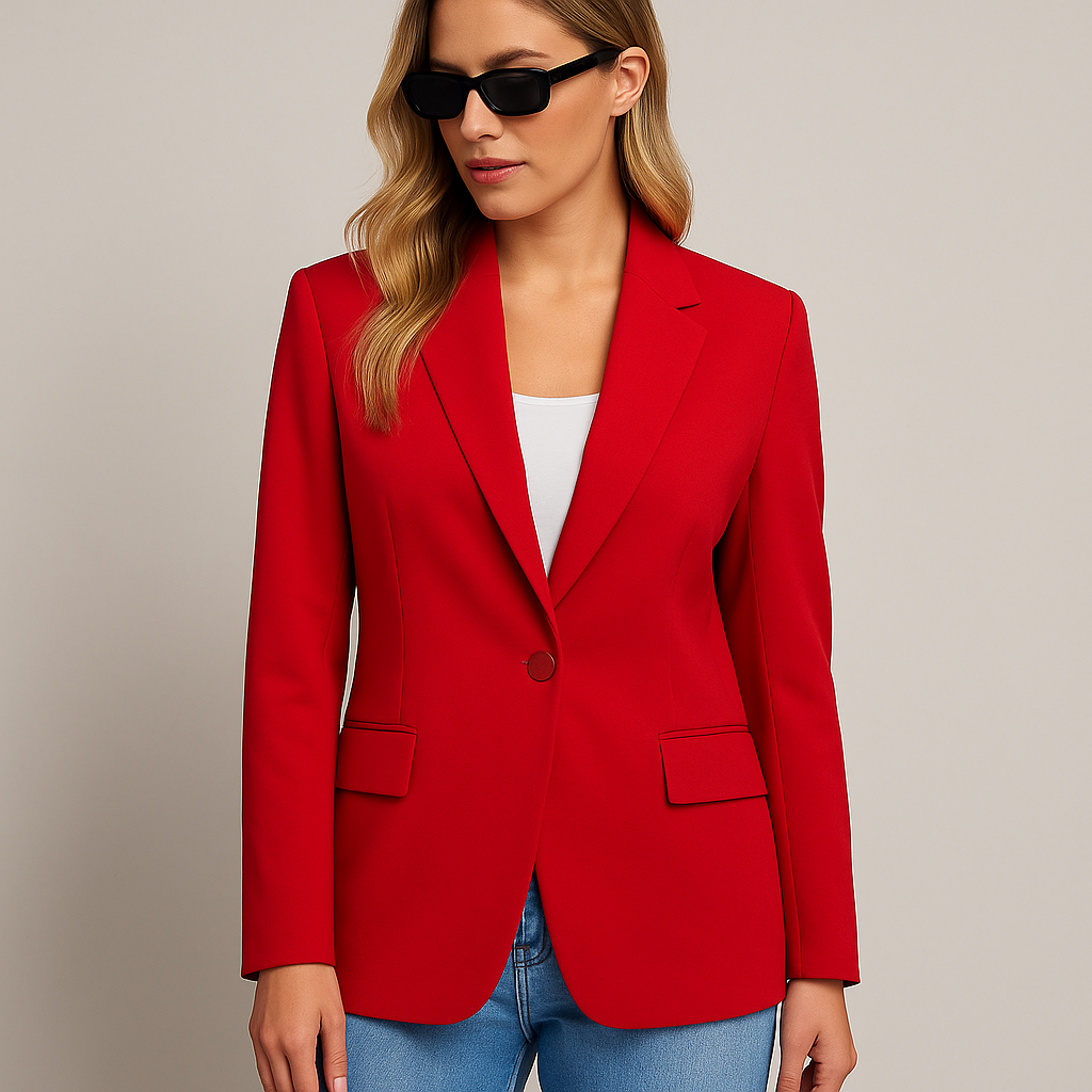 Damen Blazer mit Schulterpolstern, Lässige Jacke mit Taschen & elegantem Loose Fit