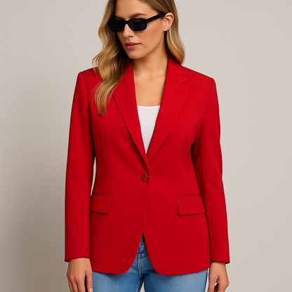 Damen Blazer mit Schulterpolstern, Lässige Jacke mit Taschen & elegantem Loose Fit