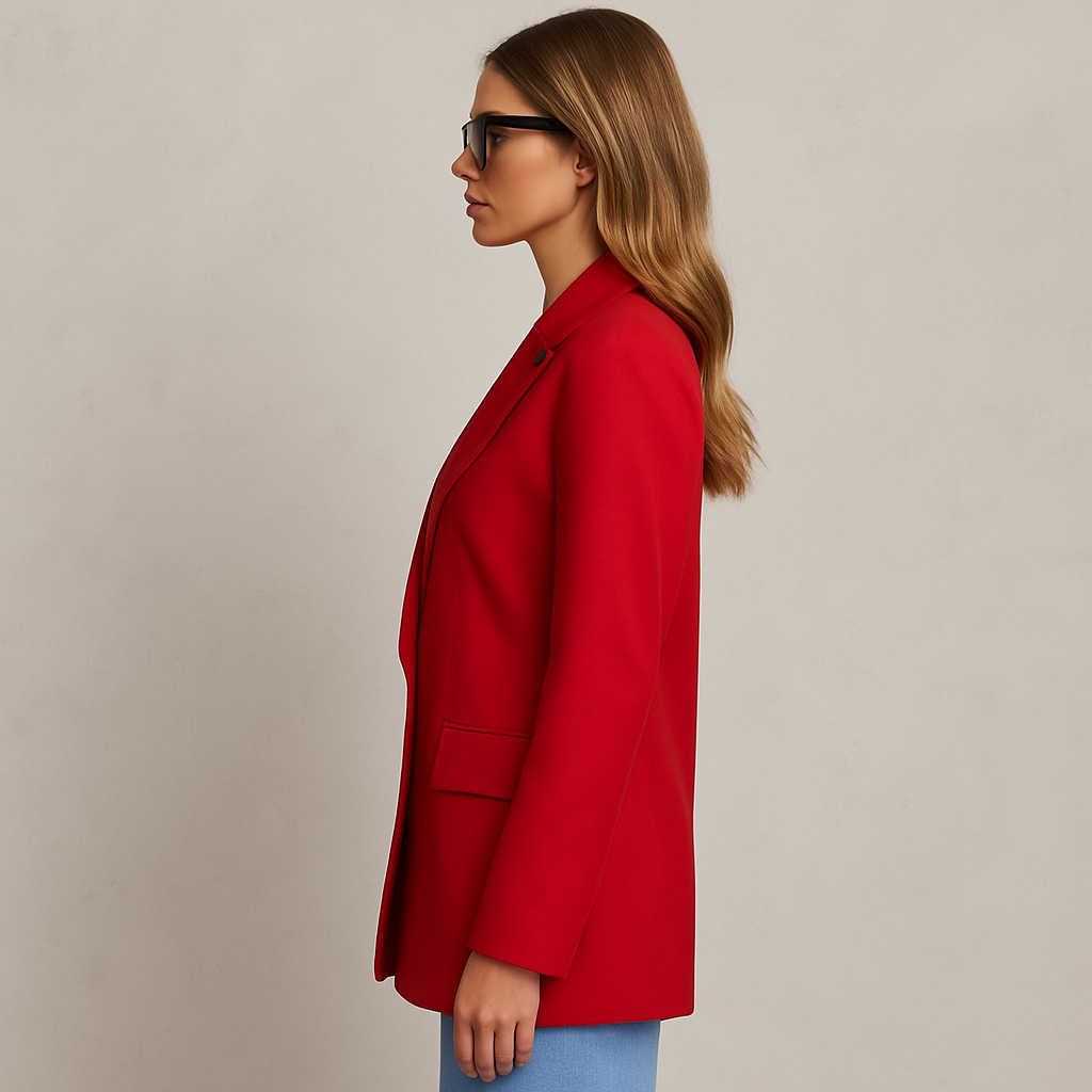 Damen Blazer mit Schulterpolstern, Lässige Jacke mit Taschen & elegantem Loose Fit