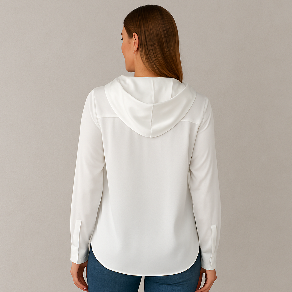 Damen Bluse langarm, Elegante Seidenoptik Bluse für Büro & Abendmode