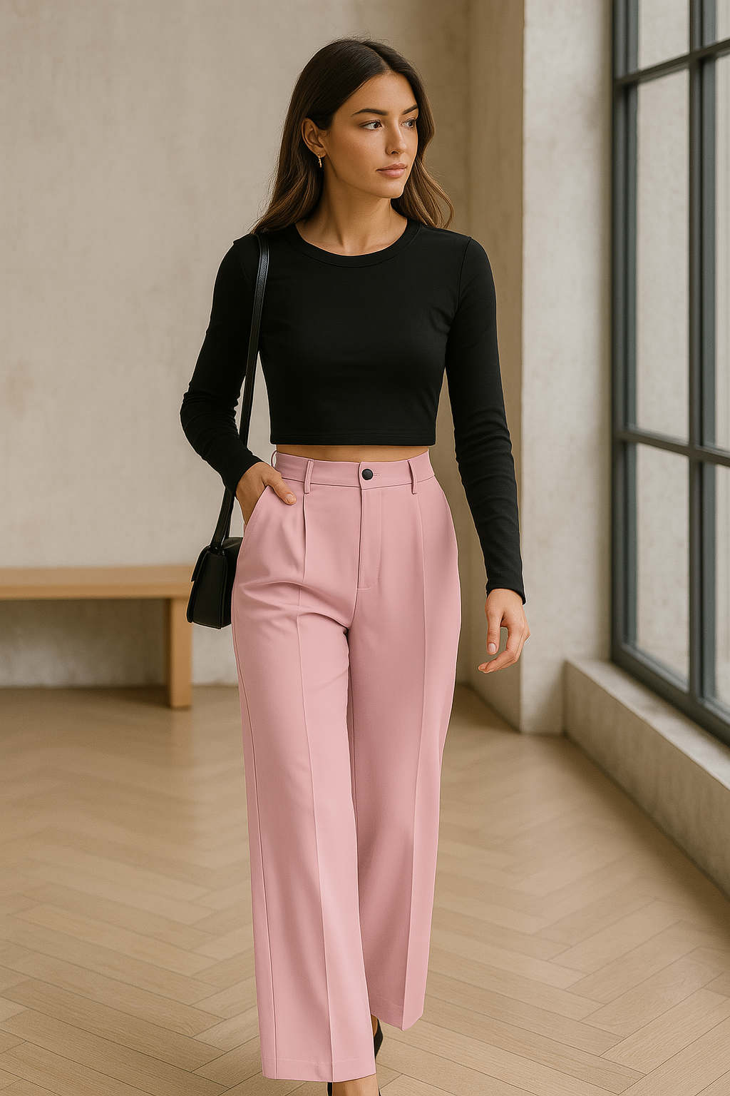 Damen Hose Weit | Locker geschnittene Streetwear High Waist Hose für Freizeit & Alltag