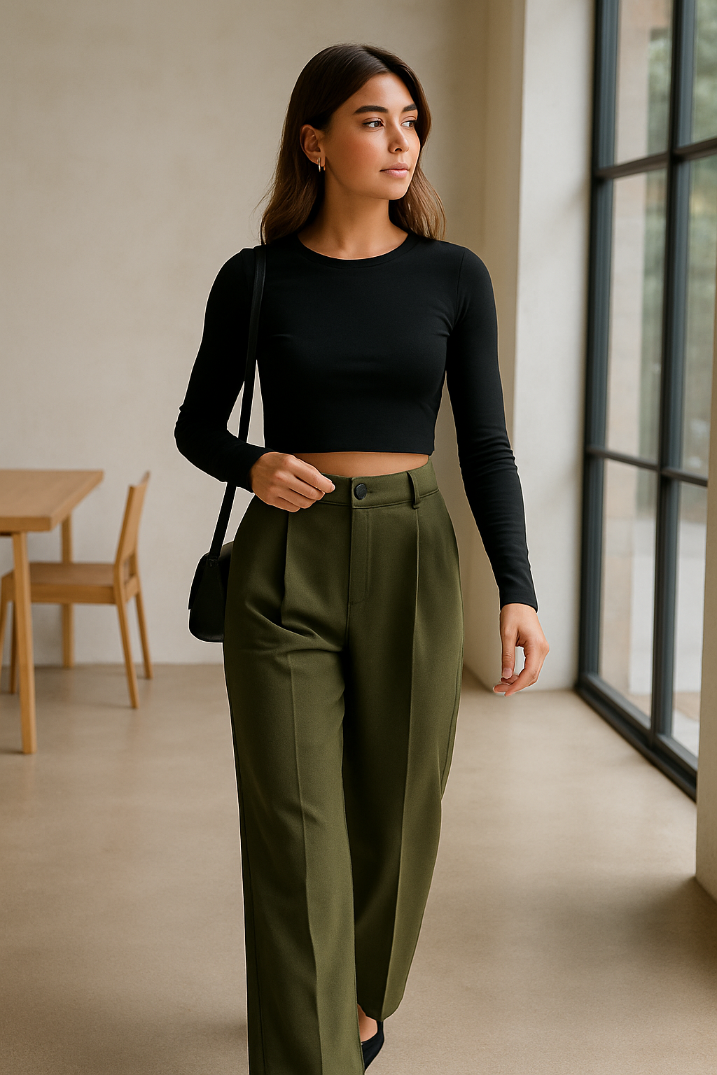 Damen Hose Weit | Locker geschnittene Streetwear High Waist Hose für Freizeit & Alltag