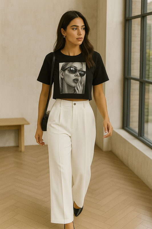 Damen Hose Weit | Locker geschnittene Streetwear High Waist Hose für Freizeit & Alltag